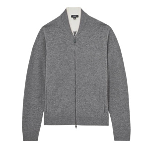 REISS Clifford Merino-Wool Zipped Bomber Cardigan